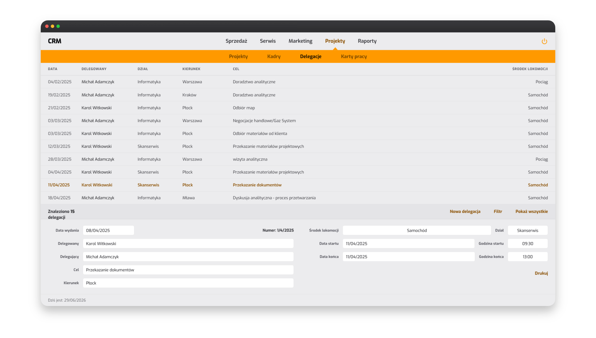 Project file with schedule and budget